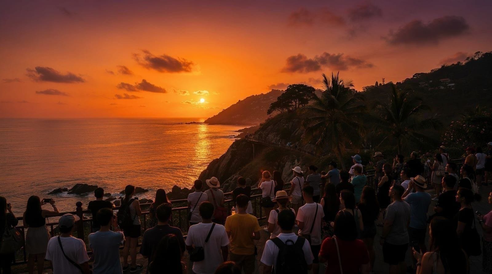 Best sunset spots in Phuket: free viewpoints and sunset cruises — Promthep Cape, Karon Viewpoint, Big Buddha, and sunset catamarans — the best pla
