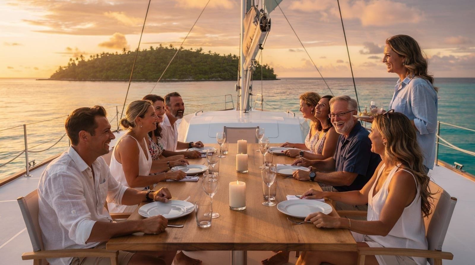 Coral Island catamaran sunset dinner