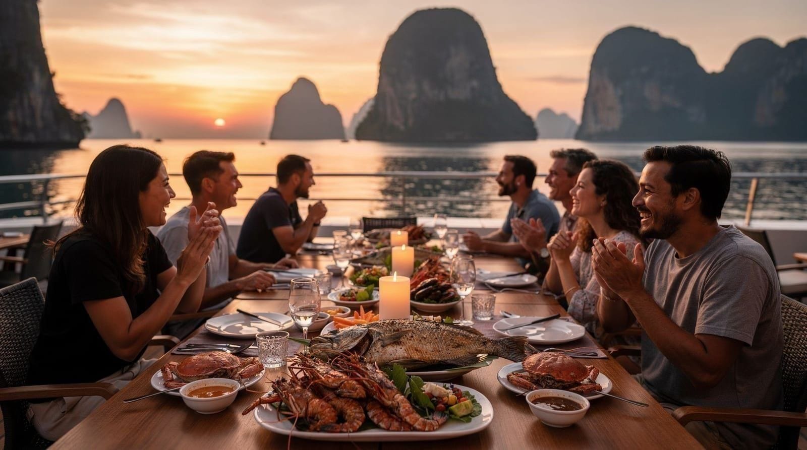 Sunset seafood dinner cruise Phang Nga Bay